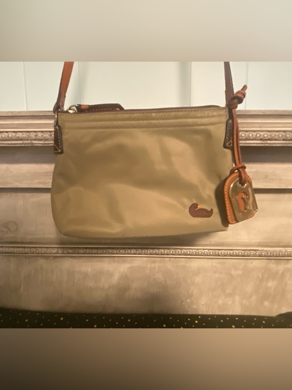 EUC Dooney Bourke Nylon Bag Tan Pouchette Crossbody